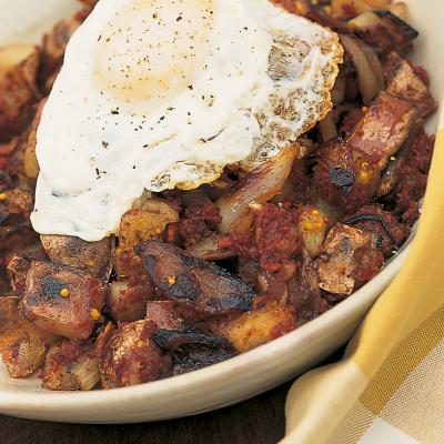 A picture of Delia's Corned-beef Hash with Fried Eggs recipe