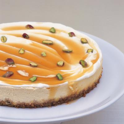A picture of Delia's Curd Cheesecake with Greek Yoghurt, Honey and Pistachios  recipe