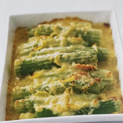 A picture of Delia's Braised Celery with Cheese and Onion Sauce recipe