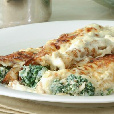 A picture of Delia's Pancake Cannelloni with Spinach and Four Cheeses recipe